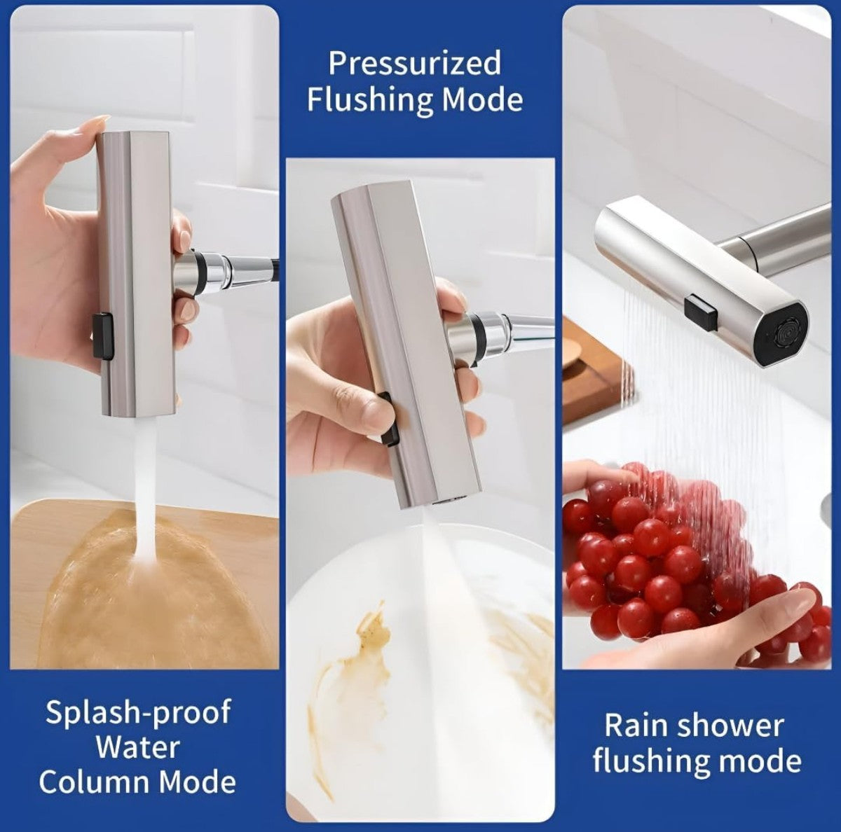 3 in 1 Kitchen Waterfall Tap Extension with 360° Rotation-Splash Proof Tap Extension with Waterfall, Spray & Stream Modes. Easy Installation for Home's kitchen