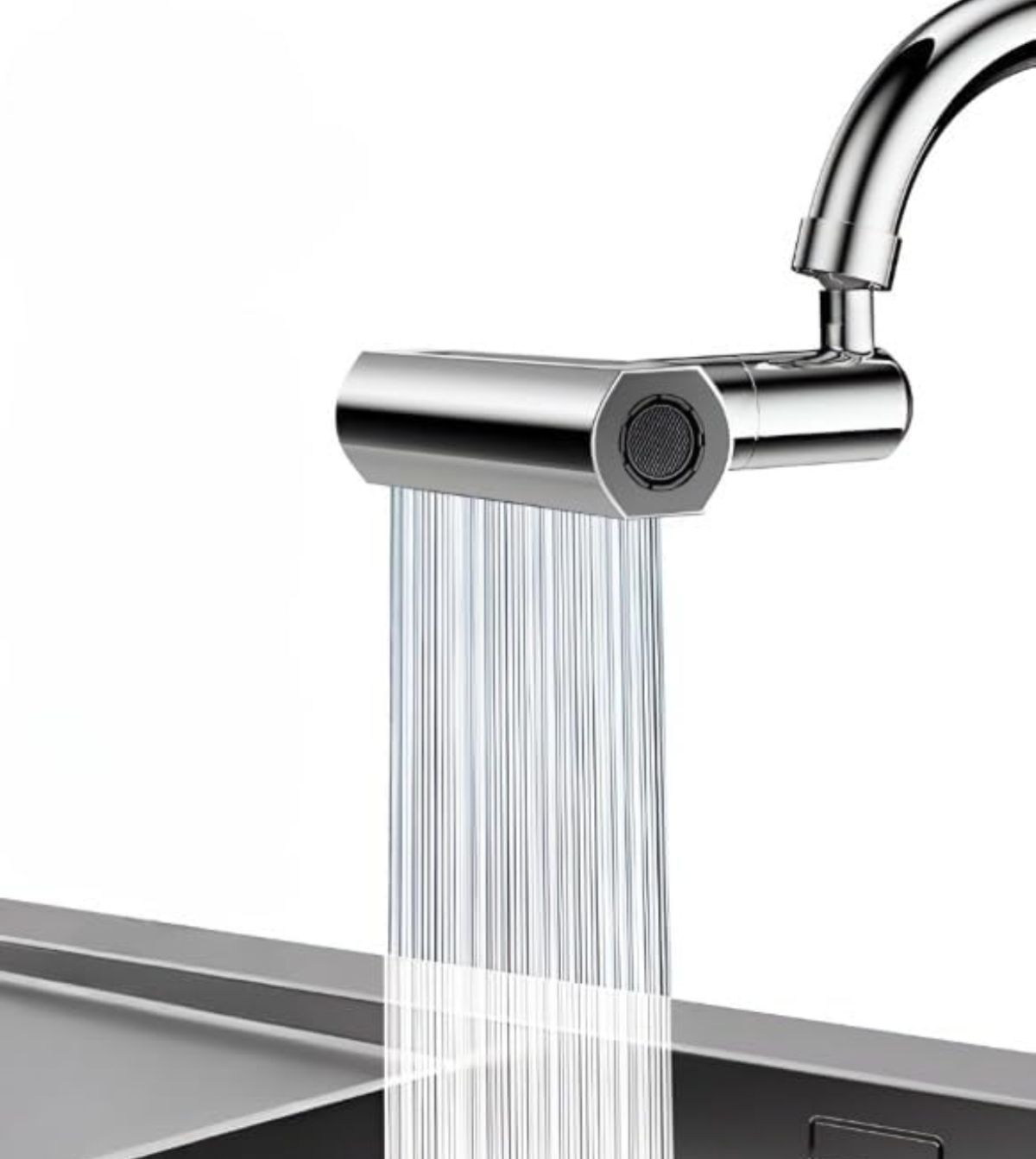 3 in 1 Kitchen Waterfall Tap Extension with 360° Rotation-Splash Proof Tap Extension with Waterfall, Spray & Stream Modes. Easy Installation for Home's kitchen